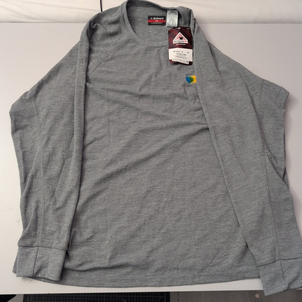 NWT Bulwark Gray Flame Resistantblong Sleeve Shirt XXL Men